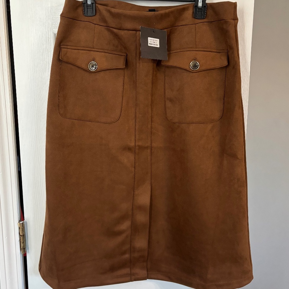 Marc New York Andrew Marc Faux Suede Brown Skirt • Size L • New with tag